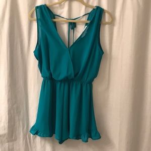 Teal Ruffle Romper